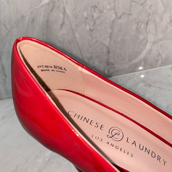 Chinese Laundry Red Patent Holliston Peep Toe Pumps Size 8 - Picture 12 of 15
